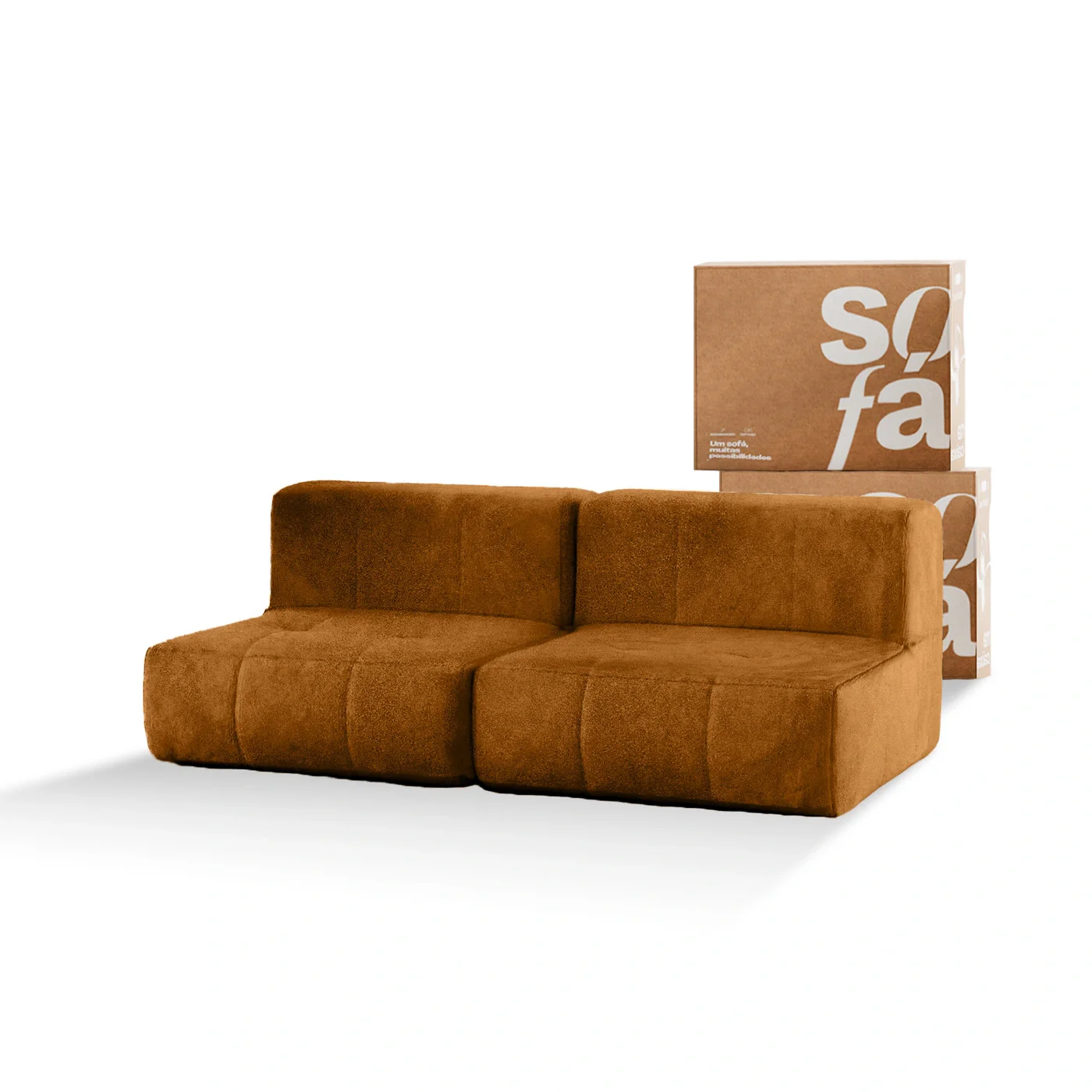 Sofá modular de 2 plazas en tejido Boucle - Sin brazos