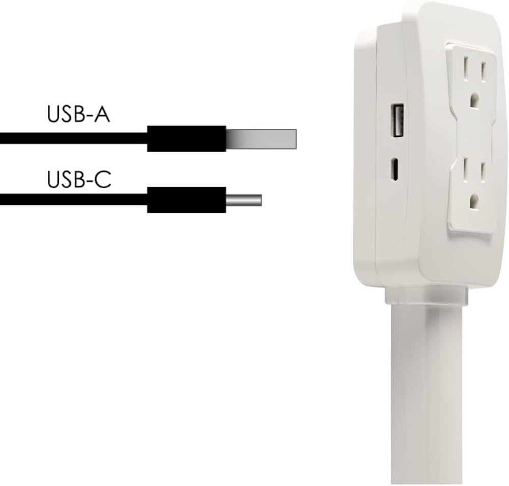 Extensor de enchufe eléctrico EZ Outlet USB-C 180°