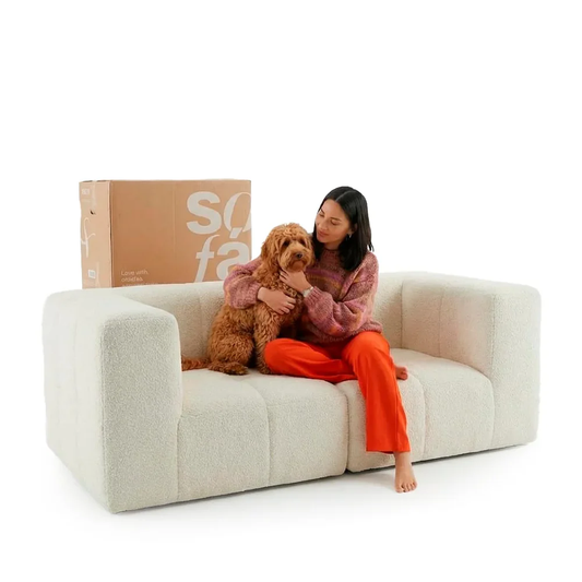Sofá modular de 2 plazas en lino Boucle.