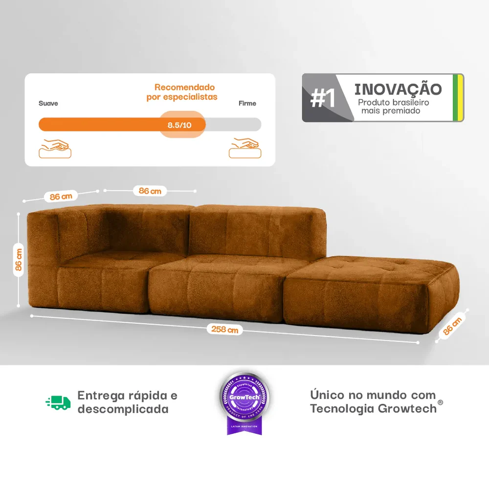 Sofá modular de 2 plazas en tejido Boucle - Sin brazos