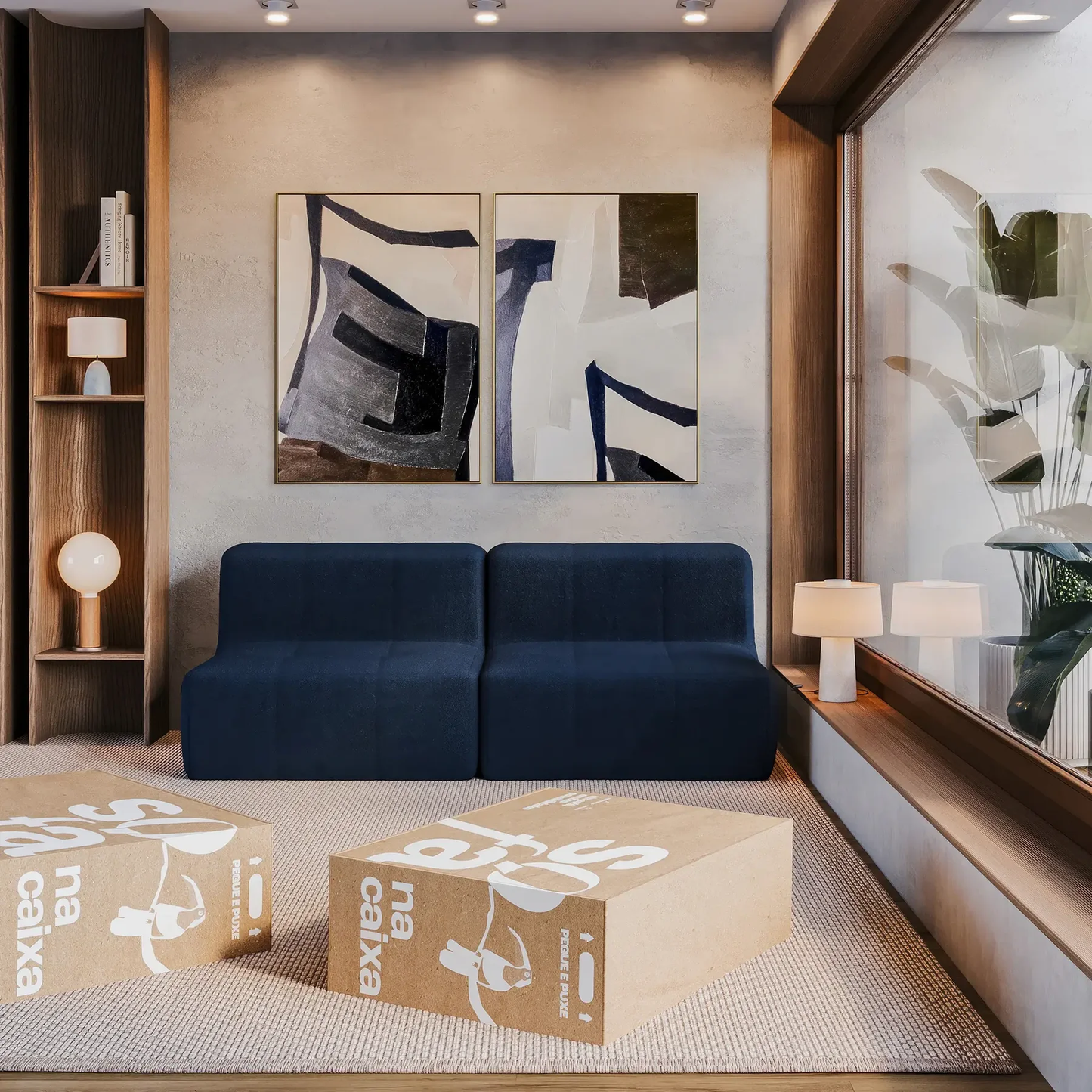 Sofá modular de 2 plazas en tejido Boucle - Sin brazos