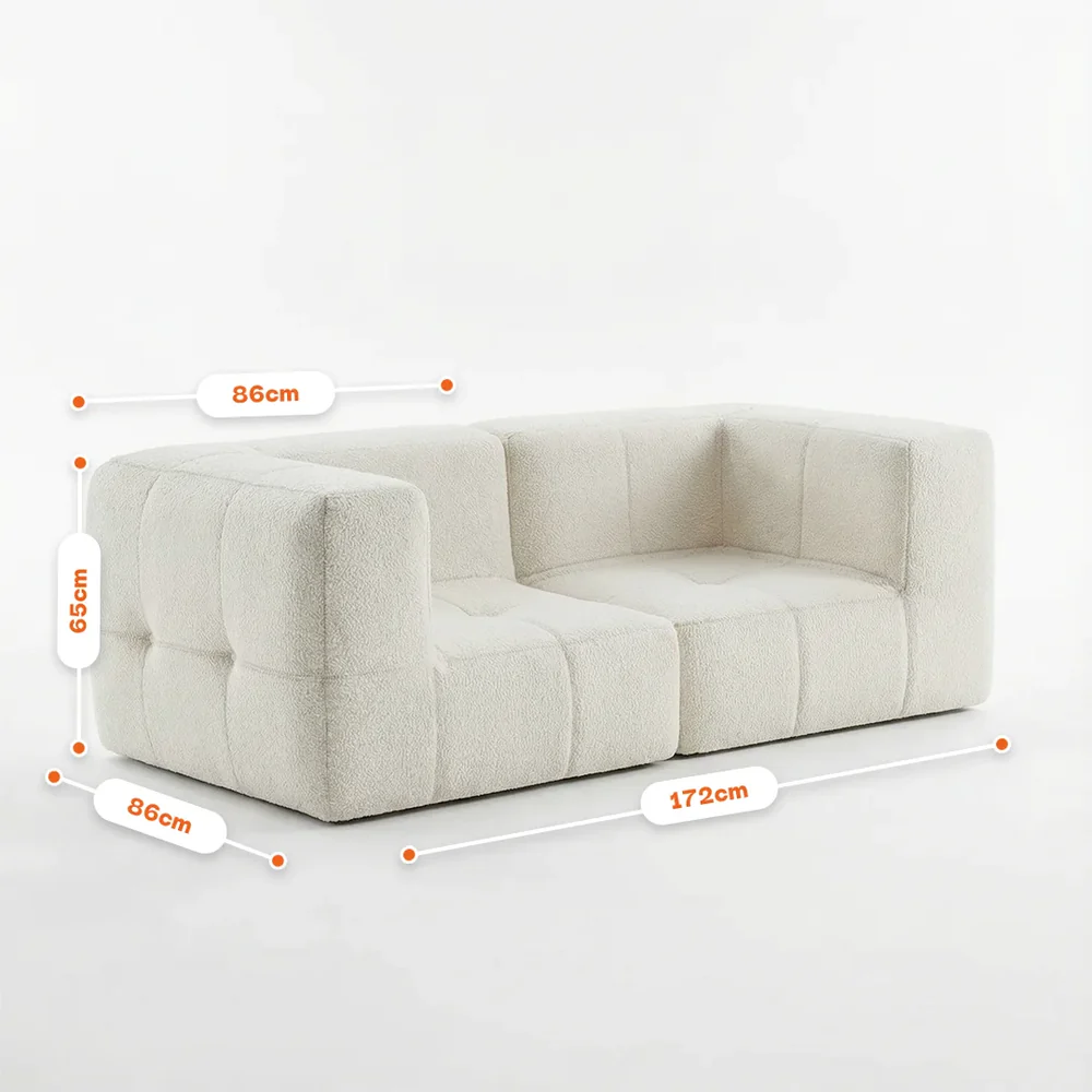 Sofá modular de 2 plazas en lino Boucle.